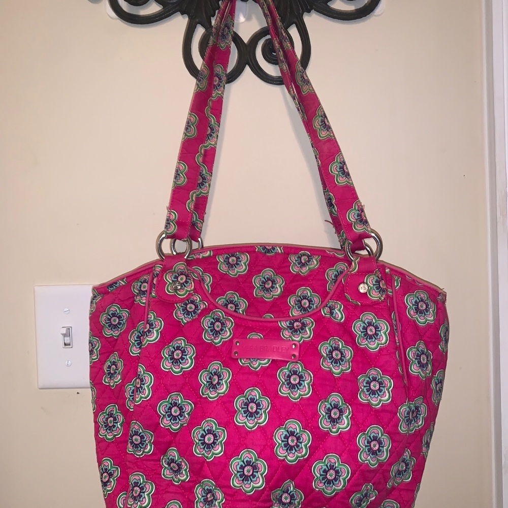 Vera Bradley Glenna Satchel Bag Retired Pattern Pink Swirls Flowers